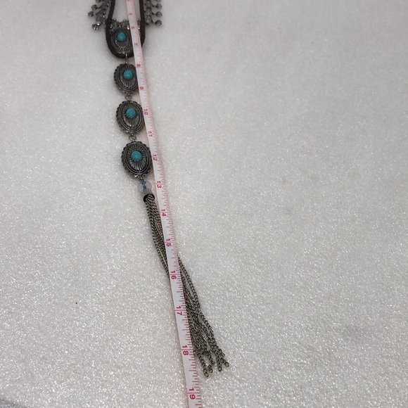 Shyanne Layered Necklace with Turquoise Color Stones Concha Style Southwestern - Picture 7 of 9